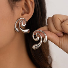Abstract Silver Twist Earrings