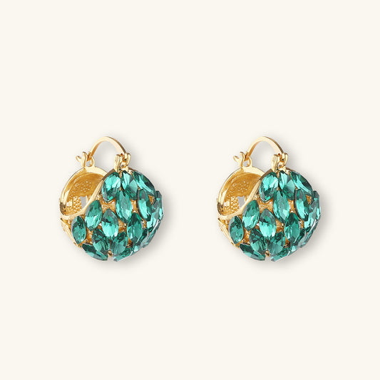 Green Crystal Tassel Earrings1