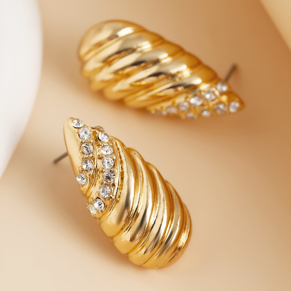 Rhinestone Embellished Spiral Earrings