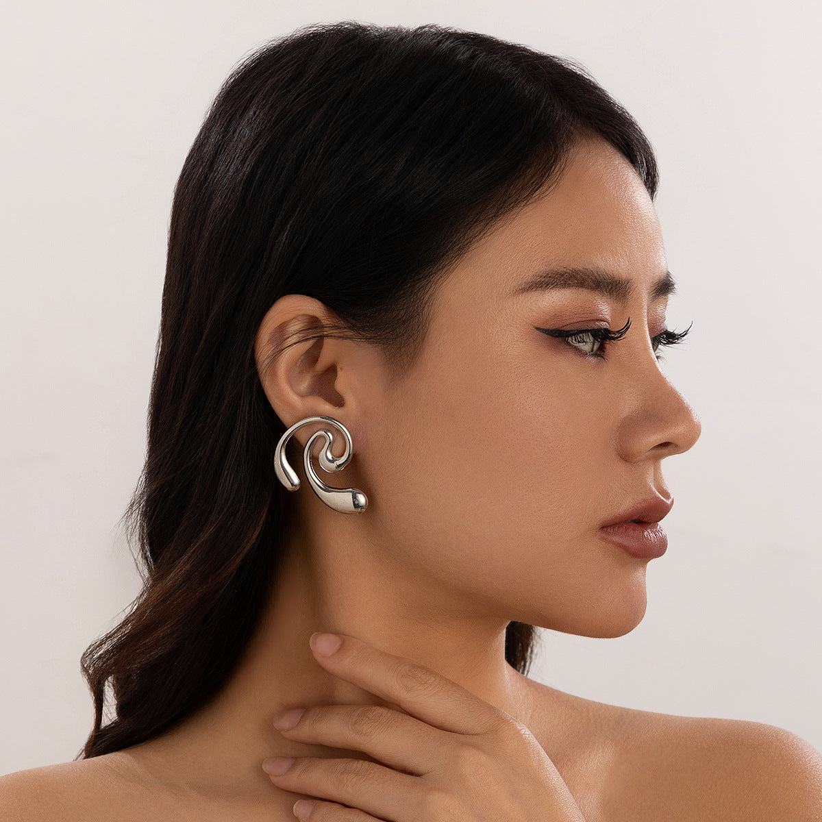 Abstract Silver Twist Earrings