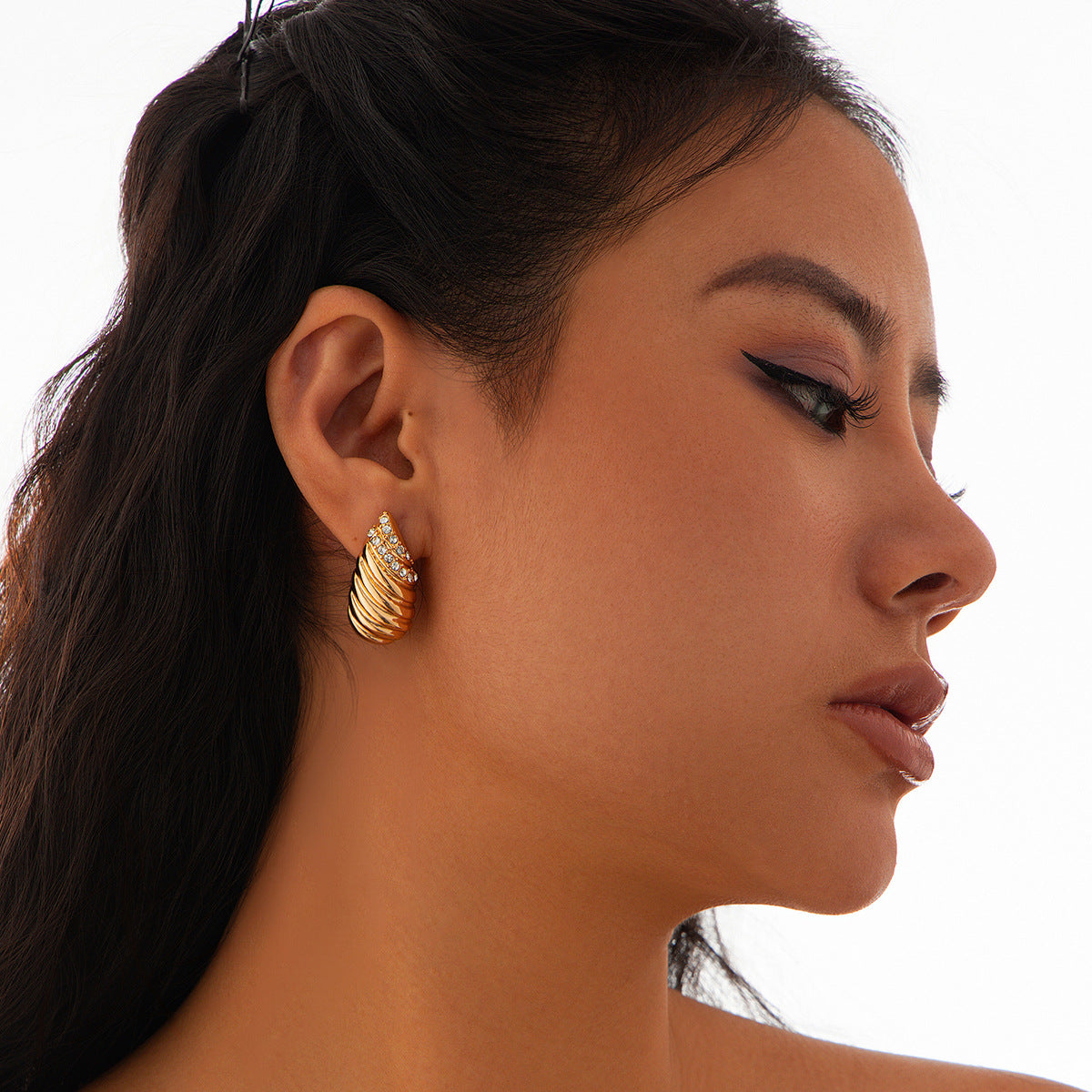 Rhinestone Embellished Spiral Earrings